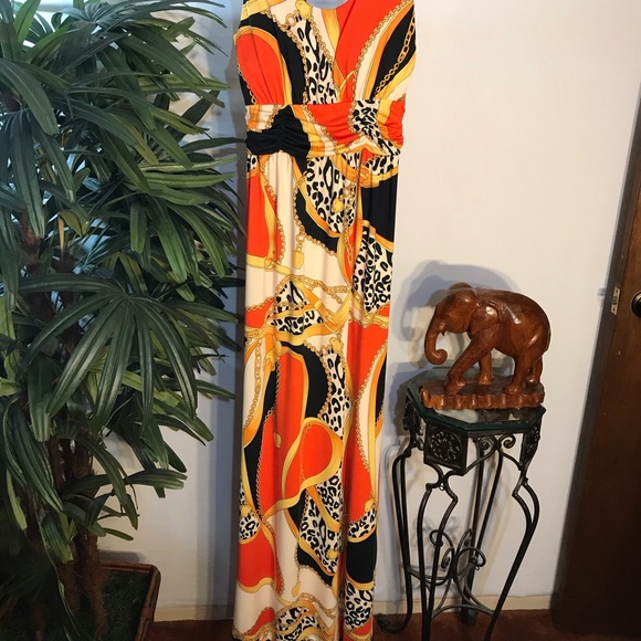 IB Diffusion Orange Multicolored Maxi Dress - Picture 2 of 13